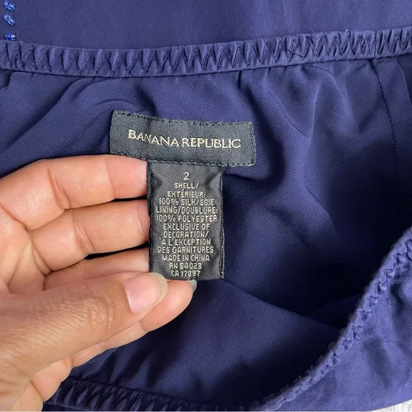 Banana Republic Women’s Navy Blue 100% Silk Skirt Size 2 - Picture 9 of 10